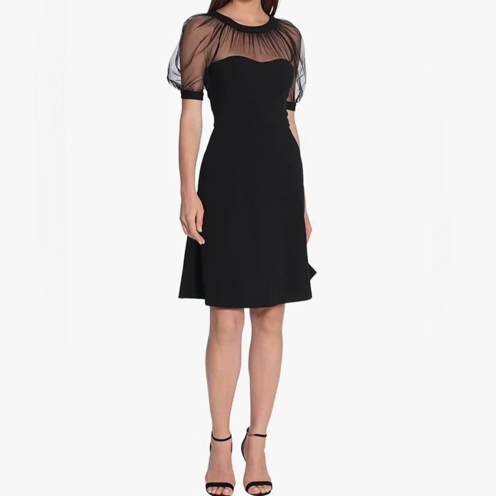🔹 NWT Maggy London Black Fit & Flare Illusion Dress – Size 6 – Banded Ne… - Picture 4 of 5